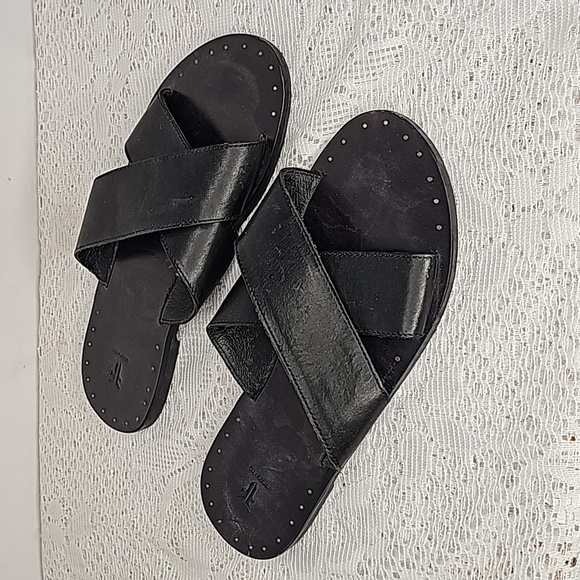 Frye Shoes - Frye Ally leather criss cross slip on stud slides sandals sz 8